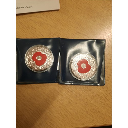 213 - x2 The 2014 100 poppies £5 coins