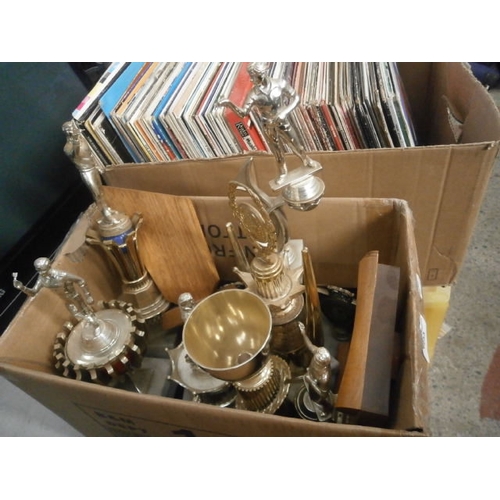 253 - Box of darts trophies