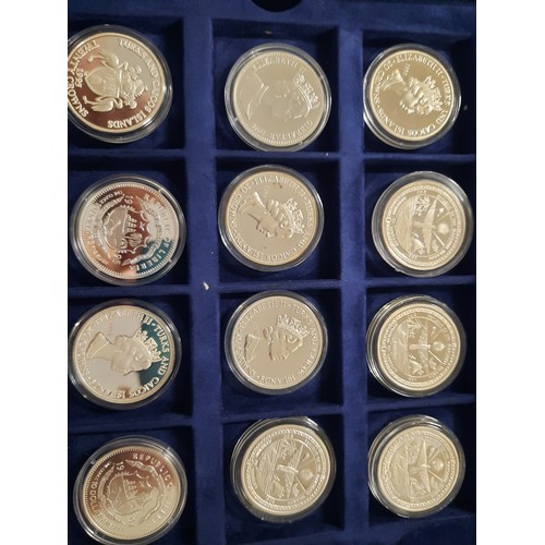 230 - The world at war commemorative coin collection with 36 silver coins inc £2 , 1 crown , $50 . 20 crow... 