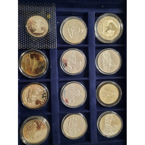 230 - The world at war commemorative coin collection with 36 silver coins inc £2 , 1 crown , $50 . 20 crow... 