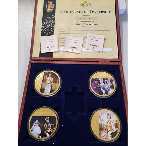 232 - Queen Elizabeth II diamond jubilee giant coin collection in wooden display case