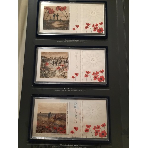 240 - The war poppy 5G silver note collection with 12 notes