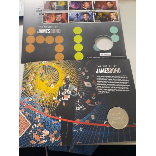 245 - James Bond £5 coin with James Bond stamps