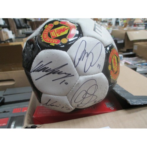 47 - Lot inc Signed Manchester United football and assorted scarfs