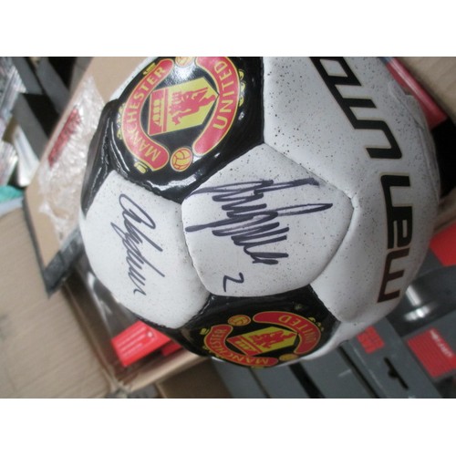 47 - Lot inc Signed Manchester United football and assorted scarfs