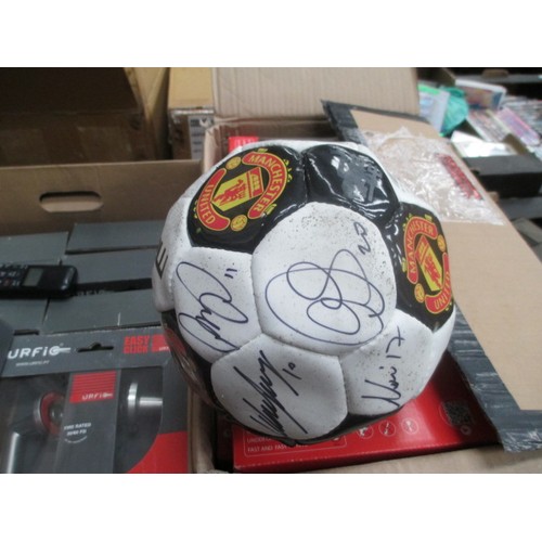 47 - Lot inc Signed Manchester United football and assorted scarfs