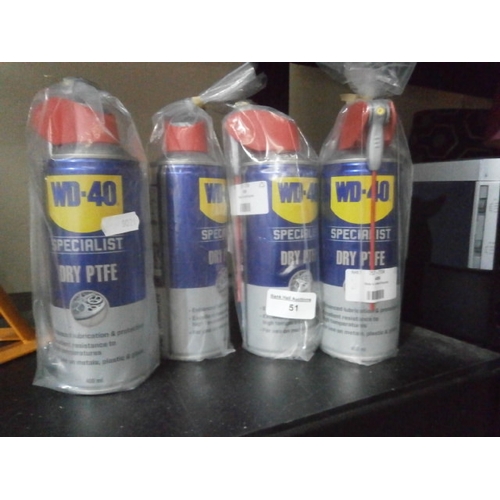 51 - Four tins of WD40 specialist Dry PTFE