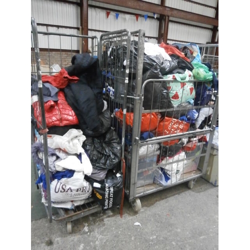 614 - 2 x large cages of bagged clothes including school uniforms - cages not included