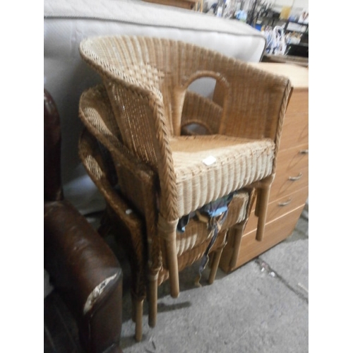 625 - 3 x wicker tub chairs