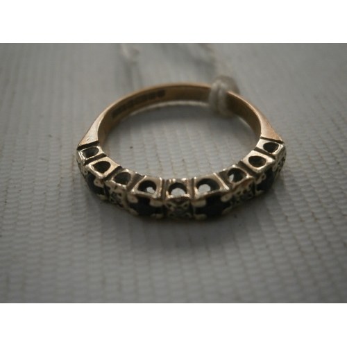 351 - 9ct gold ring with white and black stones, weight 2.3grams