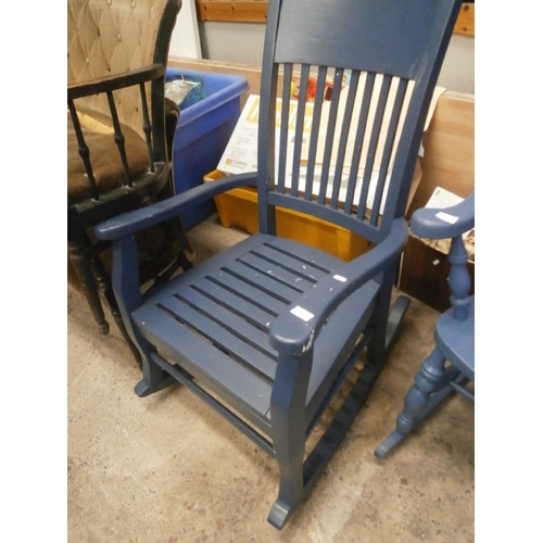 709 - Large painted wooden vintage rocking chair