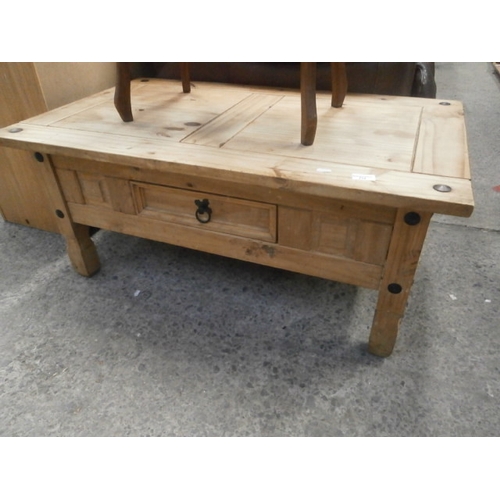 714 - Small pine coffee table with drawer