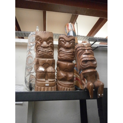 30 - Five Tiki style carvings