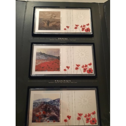 240 - The war poppy 5G silver note collection with 12 notes