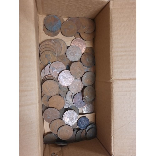 267 - A box of old half pence & one pence coins