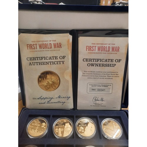 295 - A complete set of the centenary of the first world war commemorative coin collection with 36 copper ... 