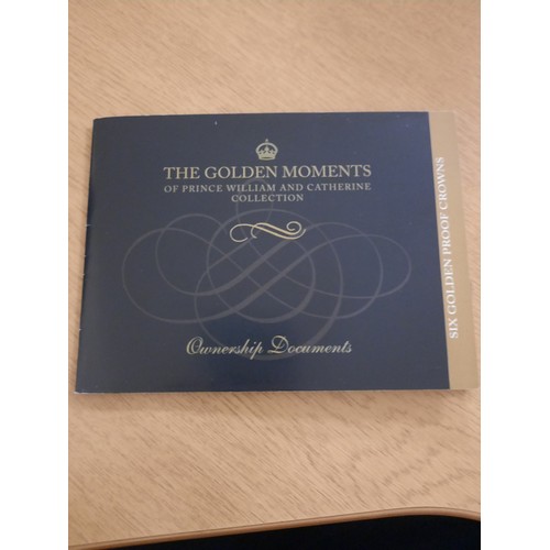 207 - The golden moments of Prince William & Cathrine crown coin collection with six 24ct gold plated coin... 