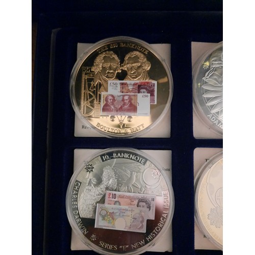 214 - 6 Brit banknote commemorative coins all with C.O.As