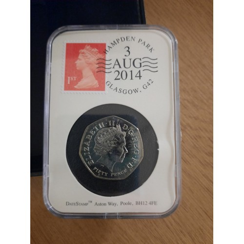 215 - A 2014 date stamp commonwealth games 50p coin in plastic case