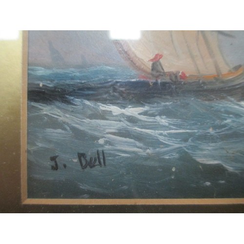 281 - Two J. Bell sail boats oil paintings