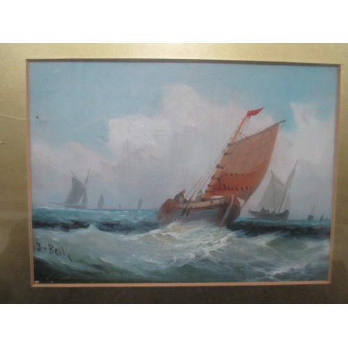 281 - Two J. Bell sail boats oil paintings