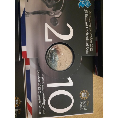 218 - Countdown To London 2012 Olympics £5 Brilliant Uncirculated complete coin collection with 4 coins 20... 