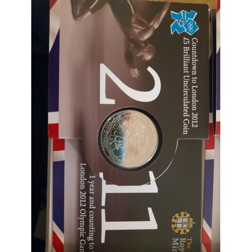 218 - Countdown To London 2012 Olympics £5 Brilliant Uncirculated complete coin collection with 4 coins 20... 