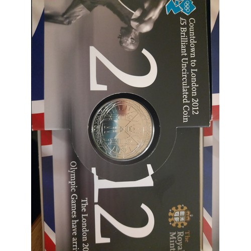 218 - Countdown To London 2012 Olympics £5 Brilliant Uncirculated complete coin collection with 4 coins 20... 