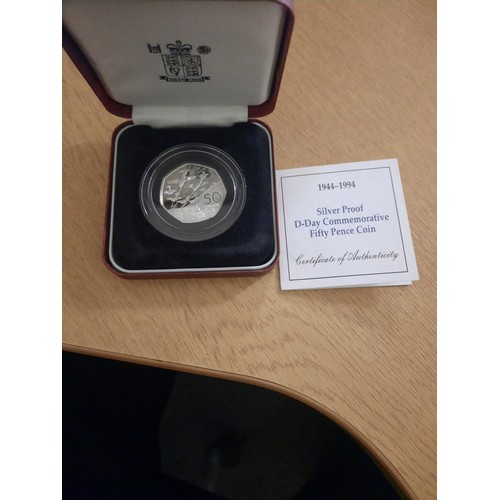 222 - 1994 silver proof D-Day commemorative 50p coin with C.O.A