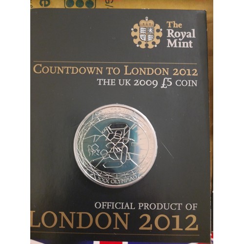 223 - 5 London 2012 Olympic £5 coins inc 2009 , 2010 , 2011 countdown to London , the official Olympic £5 ... 