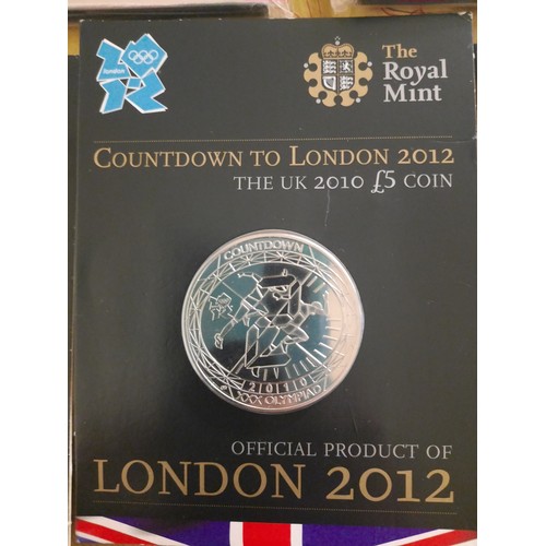 223 - 5 London 2012 Olympic £5 coins inc 2009 , 2010 , 2011 countdown to London , the official Olympic £5 ... 