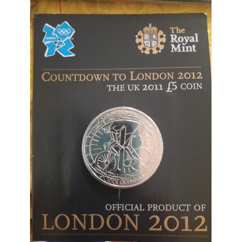 223 - 5 London 2012 Olympic £5 coins inc 2009 , 2010 , 2011 countdown to London , the official Olympic £5 ... 