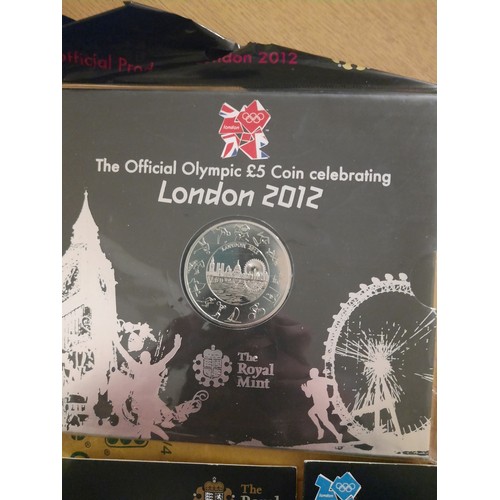 223 - 5 London 2012 Olympic £5 coins inc 2009 , 2010 , 2011 countdown to London , the official Olympic £5 ... 