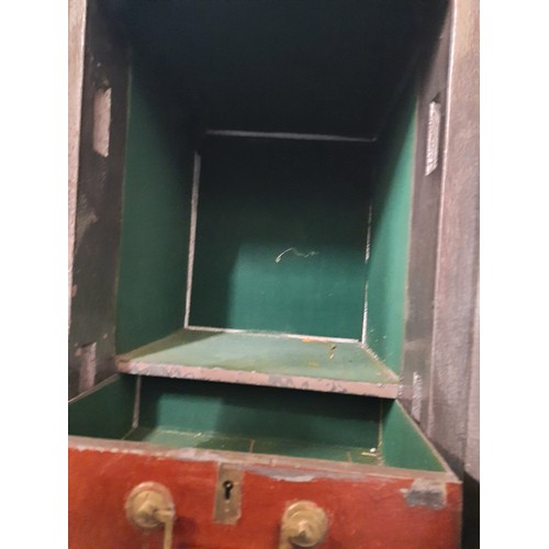 199 - S.Withers&Co large metal safe with key and inner drawer in good condition (H-24 inch W-18 inch & D-1... 