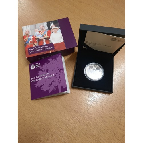 228 - 2018 four generation of the royal family silver proof £5 coin with C.O.A