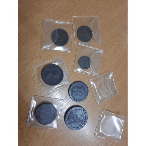 242 - 6 old Britannia coins & a promise to pay the bearer one penny coin