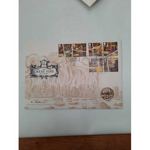 265 - 2016 the great fire of London £2 coin in original envelope with 6 stamps