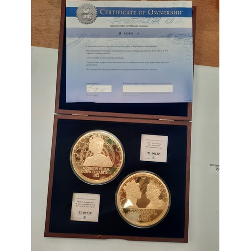 272 - Accession of H.M Queen Elizabeth II 1952 & the 90th birthday of H.M Queen Elizabeth II giant gold pl... 