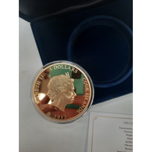 274 - 2012 Diamond jubilee large gold plated coin with C.O.A