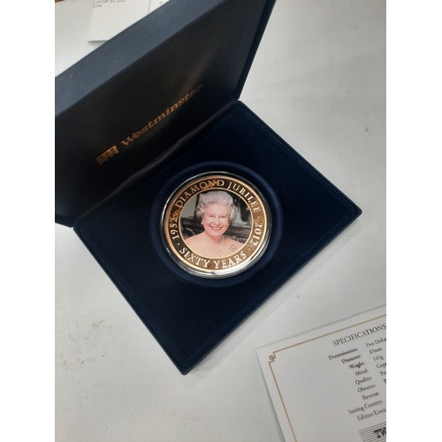 274 - 2012 Diamond jubilee large gold plated coin with C.O.A