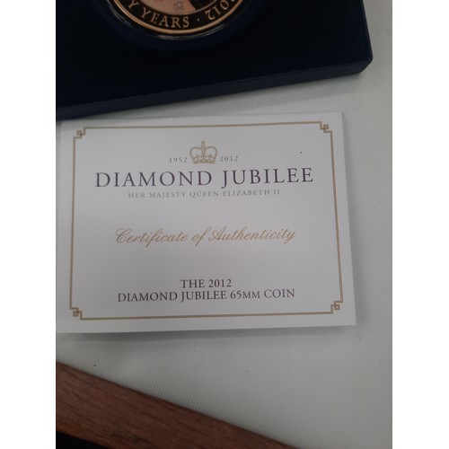 274 - 2012 Diamond jubilee large gold plated coin with C.O.A