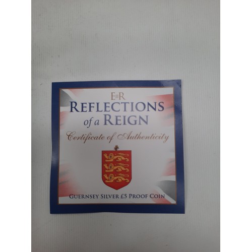 279 - Reflections of a reign silver £5 coin with C.O.A