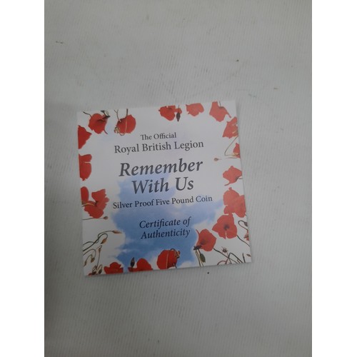 282 - We will remember them silver with gold plate £5 coin