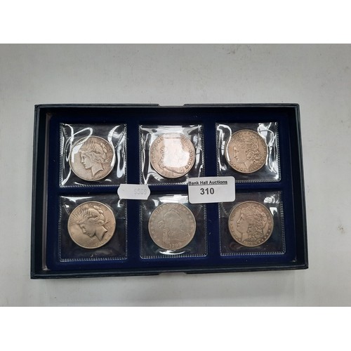 310 - 6 American one dollar coins