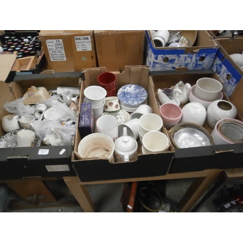 125 - Three boxes inc ornaments, plant pots, decorative plates, etc