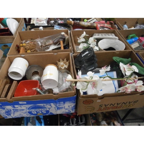 153 - Four boxes inc baseball glove, artificial flowers, tealight holders, plant pot, etc