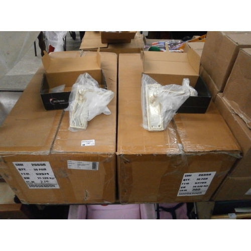 197 - Two boxes of new door handles