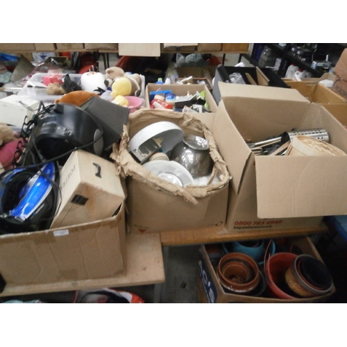 321 - Three boxes inc crockery, iron, CD player, cutlery, etc