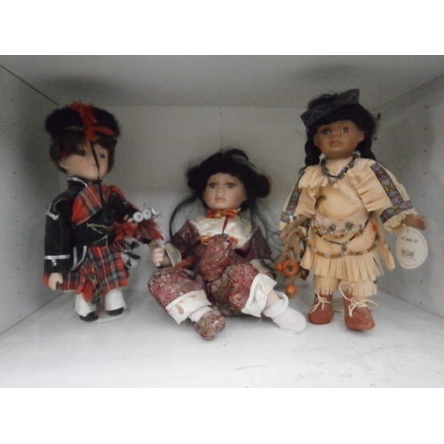 406 - Three assorted porcelain dolls