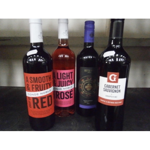 418 - Three bottles of red and bottle of Rose wine